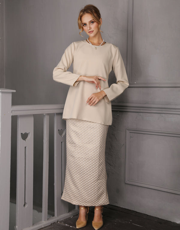 BAJU KURUNG MODEN MINI GEETA (CREAM)